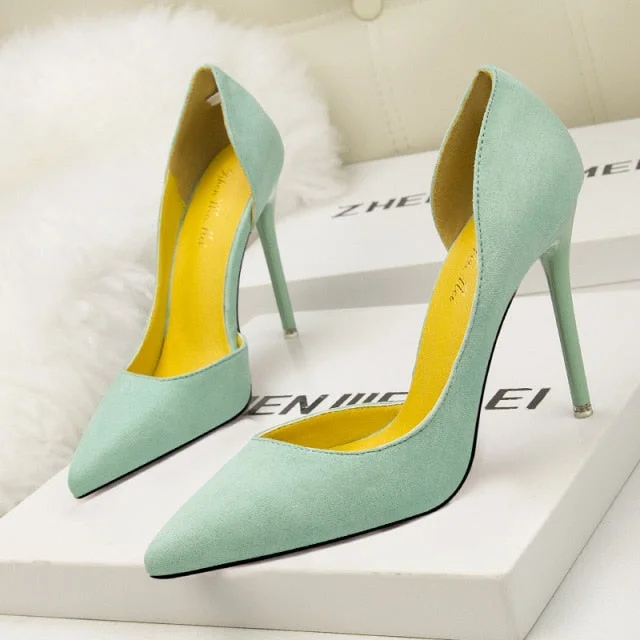 2022 New Woman Pumps Suede High Heels Female Pointed Toe Office Shoes Stiletto Women Shoes Party Women Heels 10 cm Female Shoes