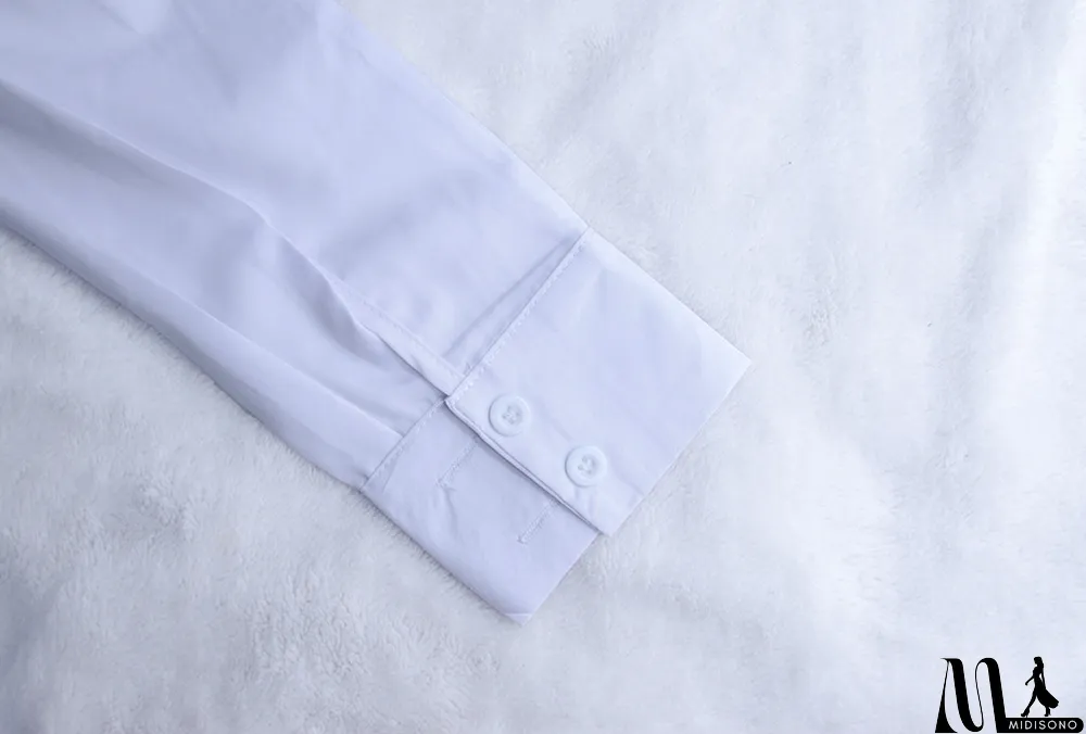 MidiSono - Plus Size Long Sleeve Split Hem Shirt Top