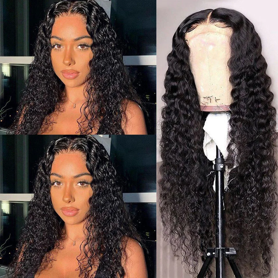 Vallbest Hair Water Curly 4X4 Lace Front Wig 150%-250% Density Virgin Human Hair ELCNEPAL