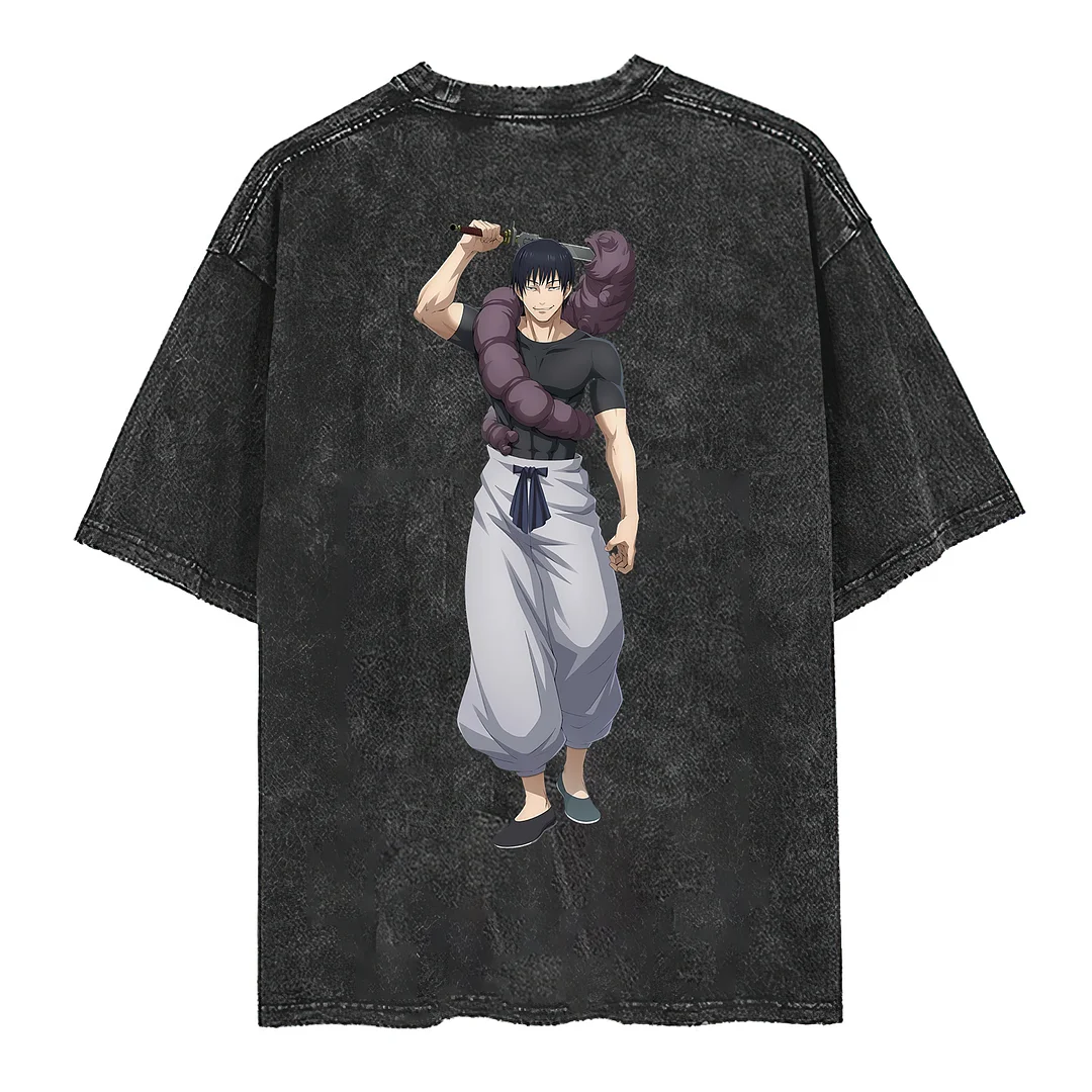  Jujutsu Kaisen Printed Men's Washed T-Shirt