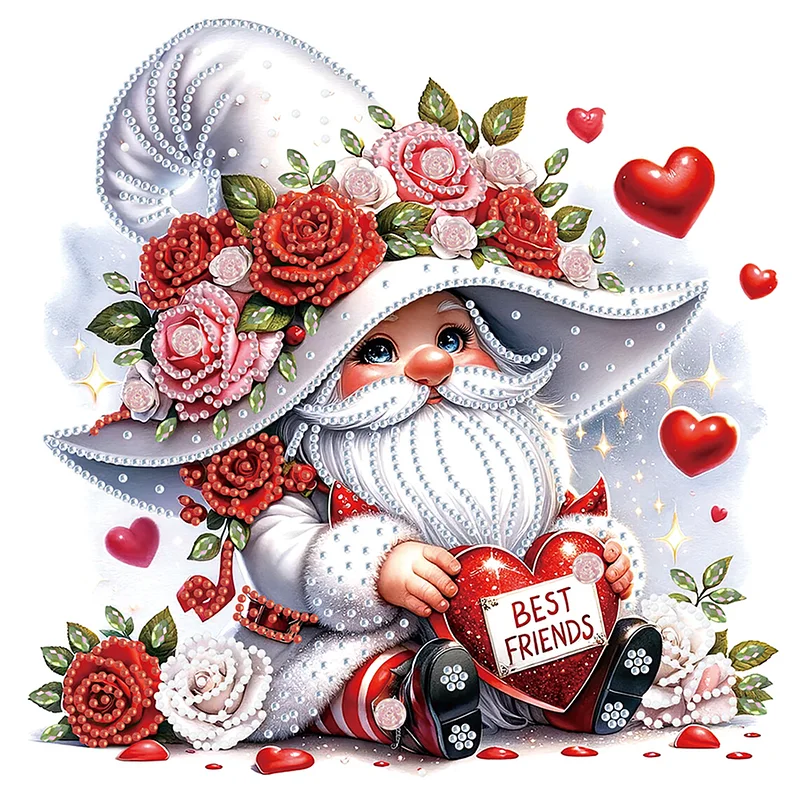 Diamond Painting - Full Round - Valentines Day Gnome(30*30cm)-1119655.08