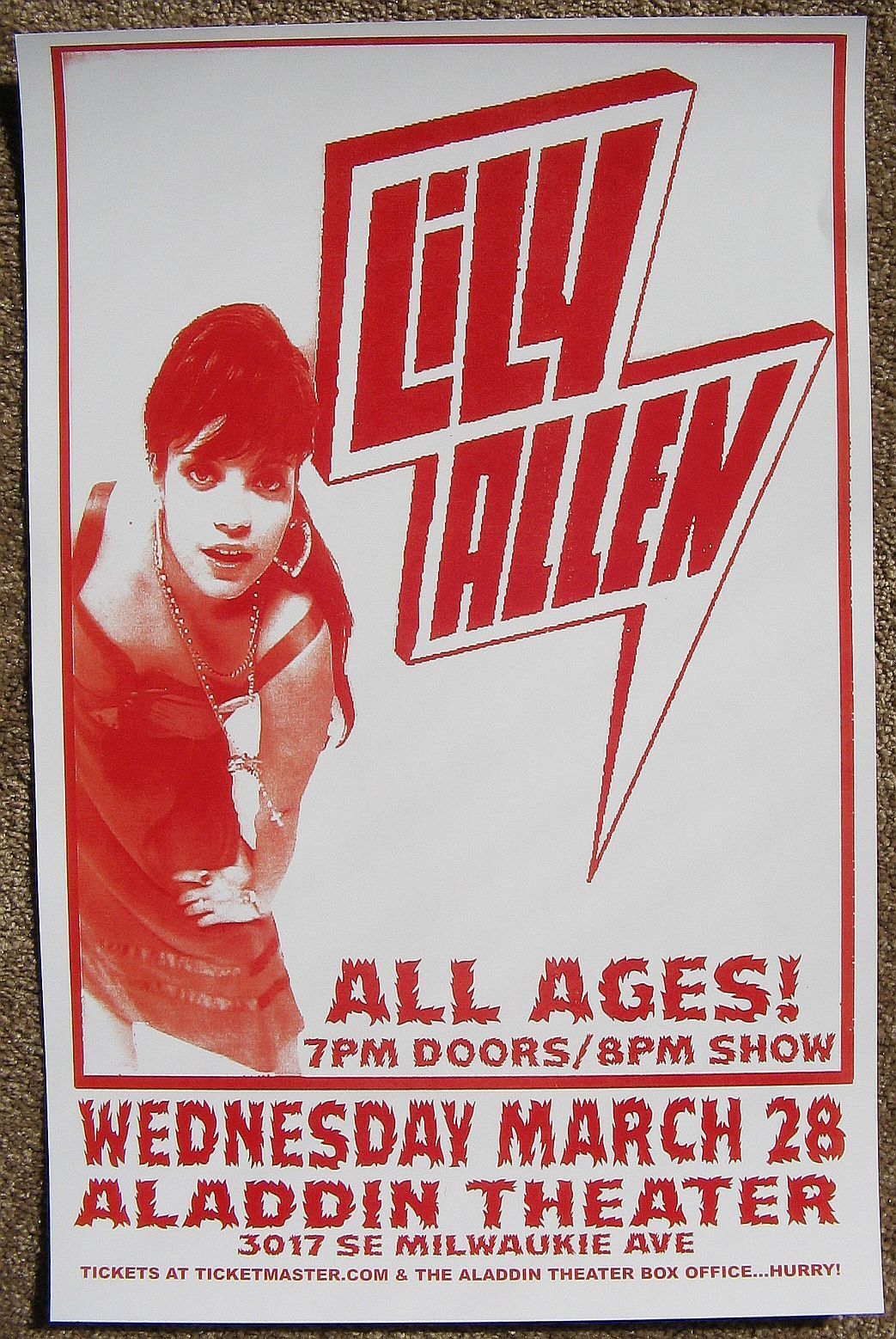 LILY ALLEN Gig POSTER March 2007 Portland Oregon Concert