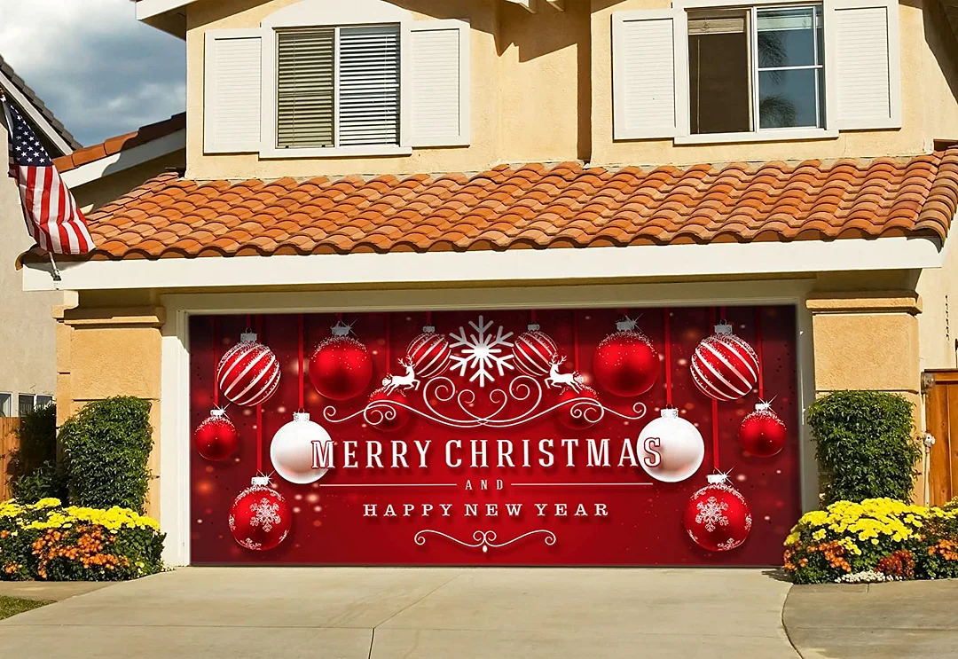 🎅Santa's Merry Christmas Garage Door Mural Ornament Christmas Garage