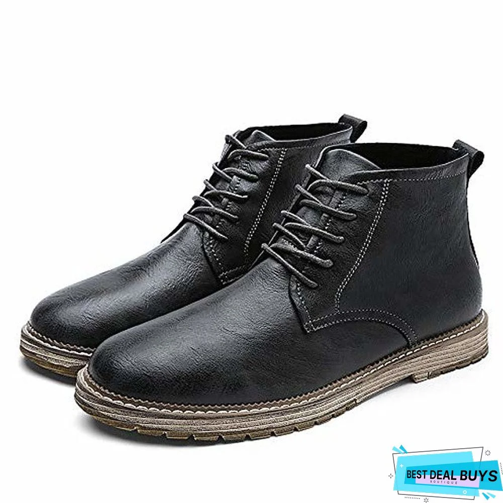 men's autumn outdoor leather lace-up high-top ankle martin boots oxford shoes
