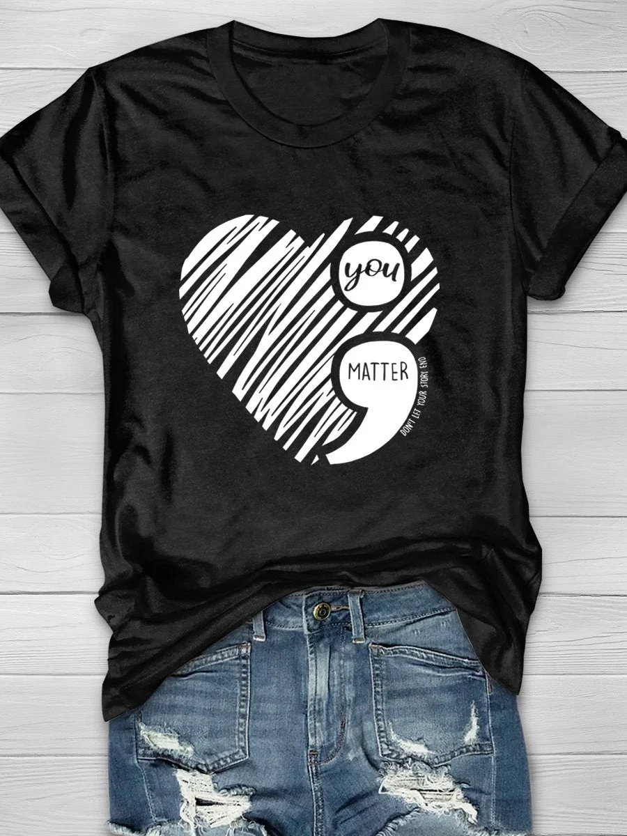 Suicide Prevention Awareness Print Short Sleeve T-shirt