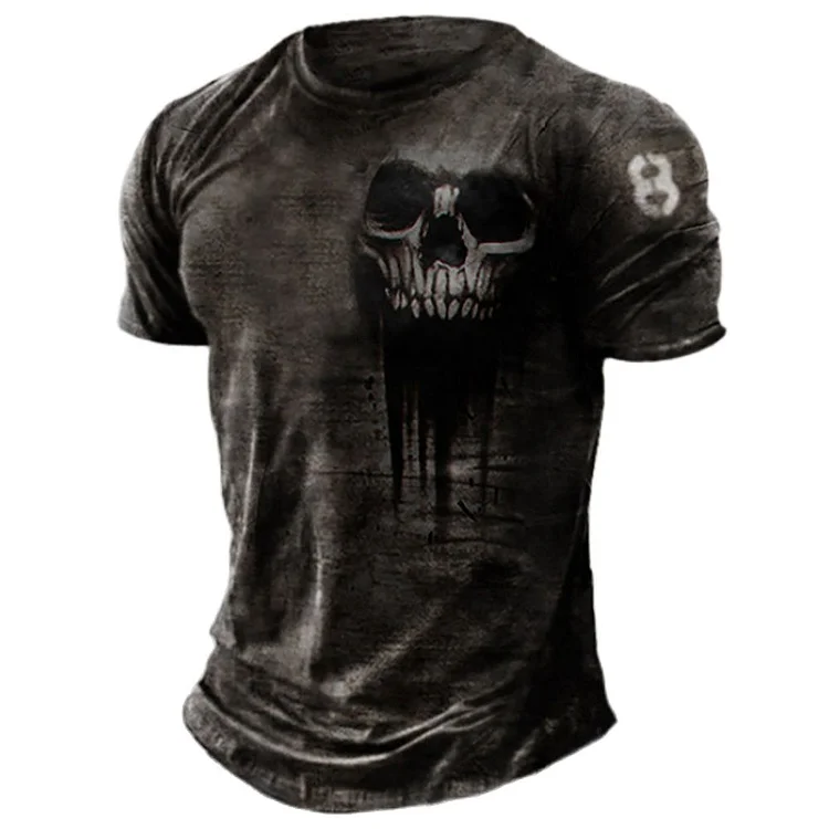 3D Vintage Horror Skull Top Hip Hop Rock Streetwear O-neck Short Sleeve Tee Oversized T-Shirt at Hiphopee