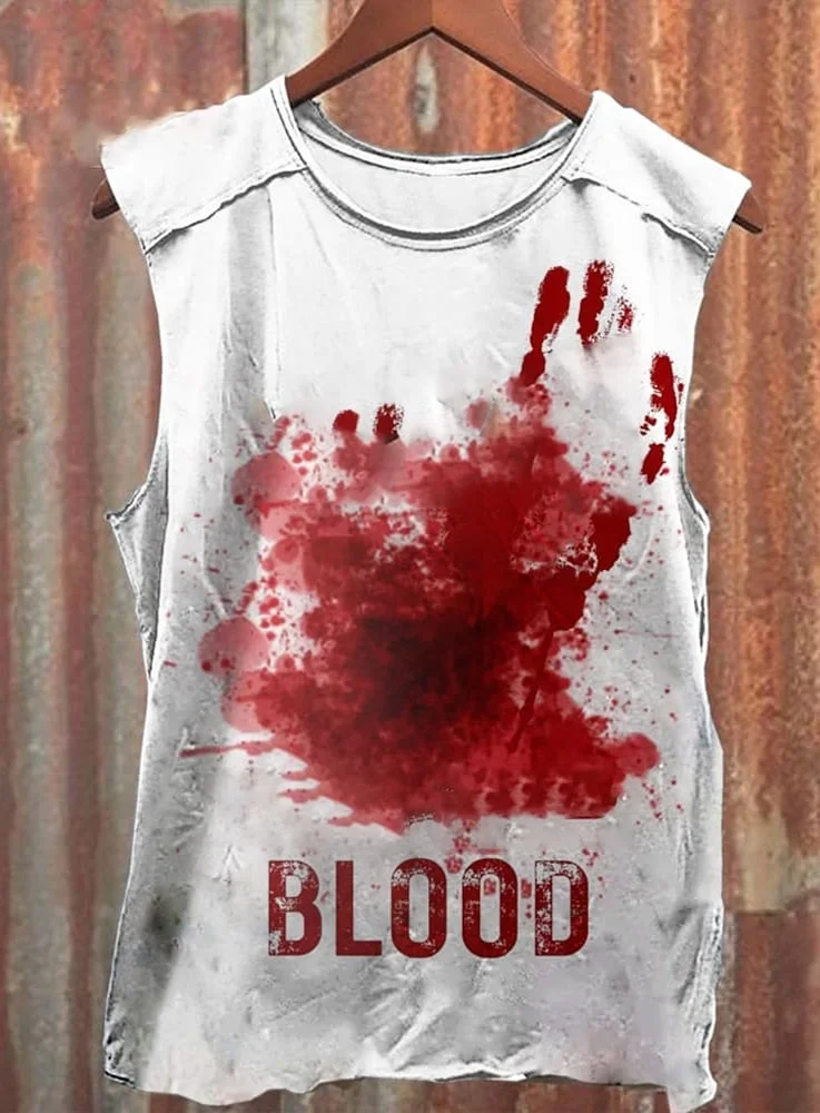 Unisex Halloween Blood Print Casual Tank Top 