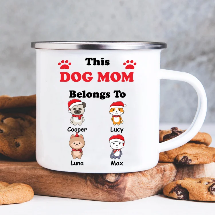 Dogs Enamel Mug Customized Titles & 1-6 Names Cup Personalized Christmas Mugs Gift for Family