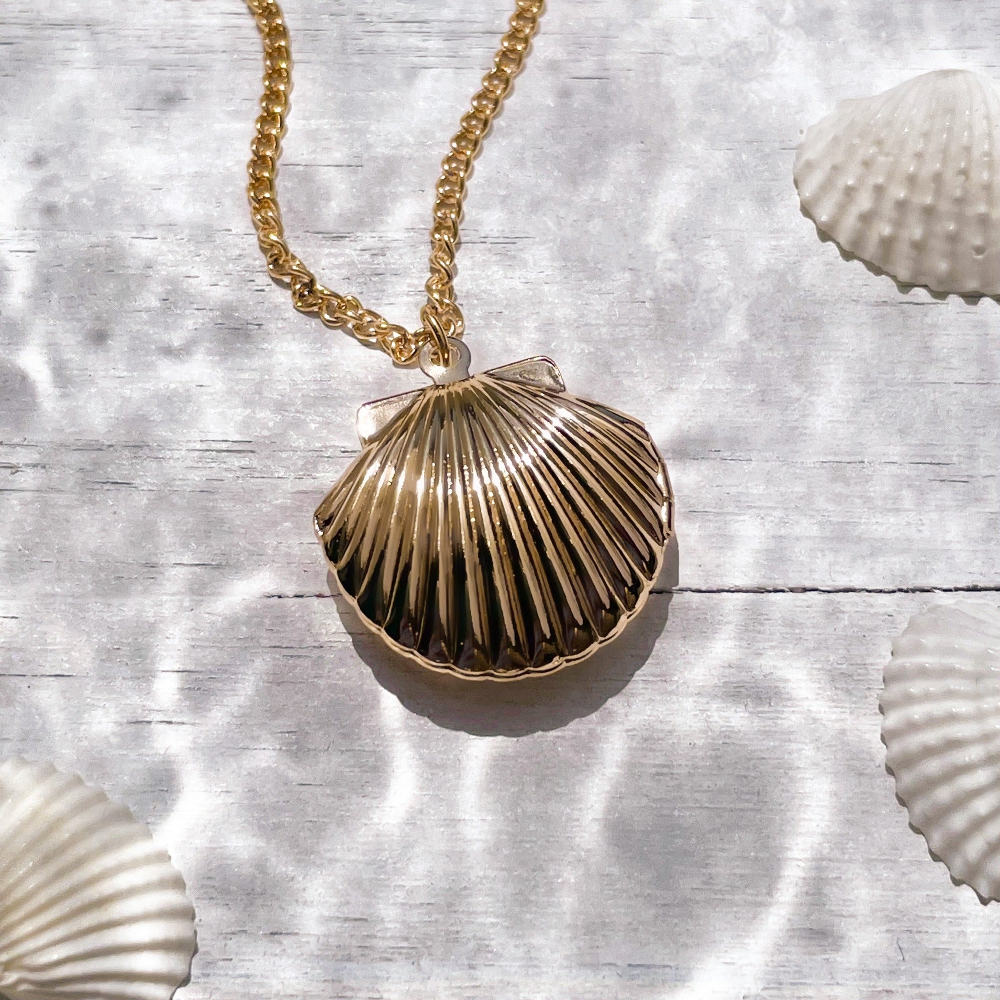 Fan Shell Locket Necklace