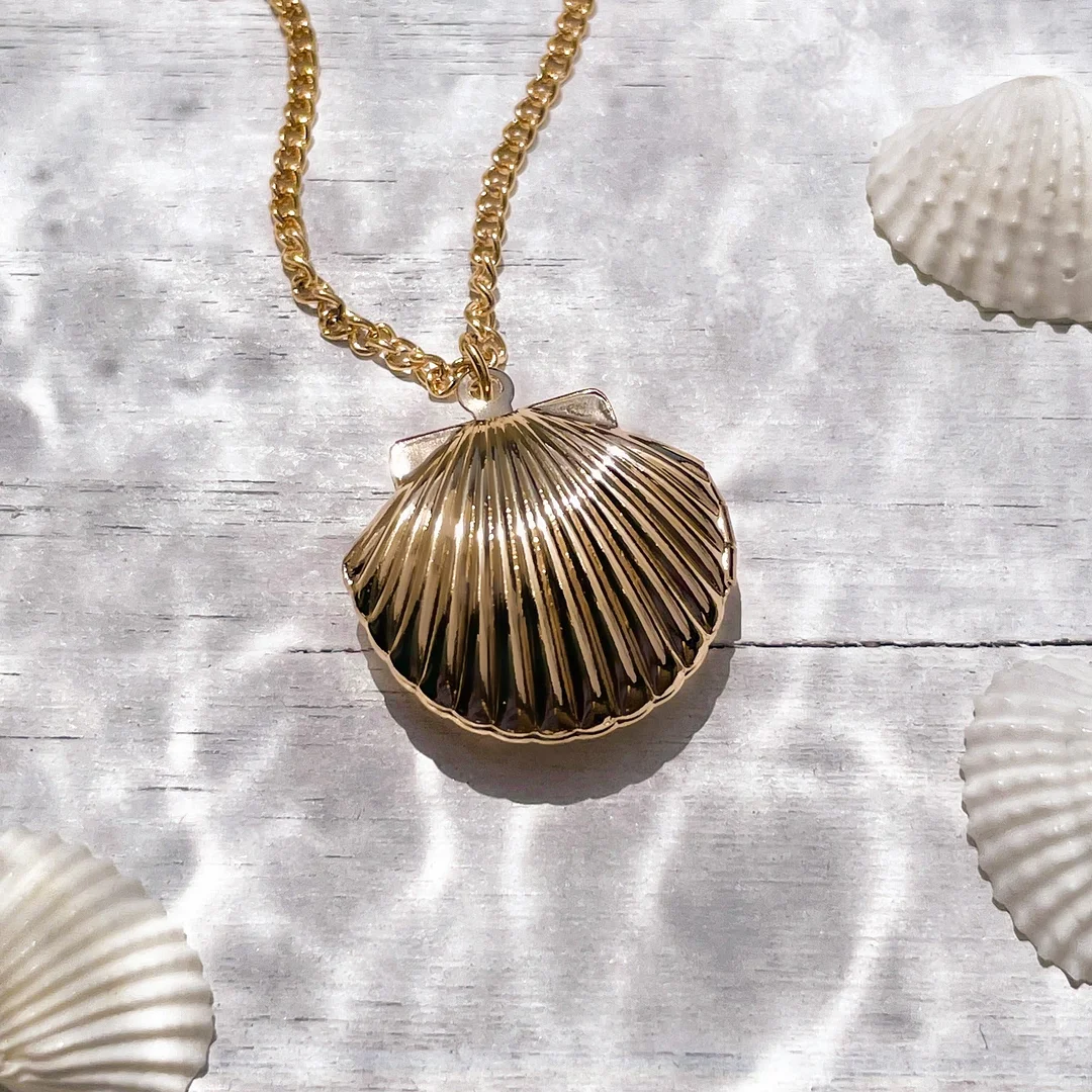 Fan Shell Locket Necklace