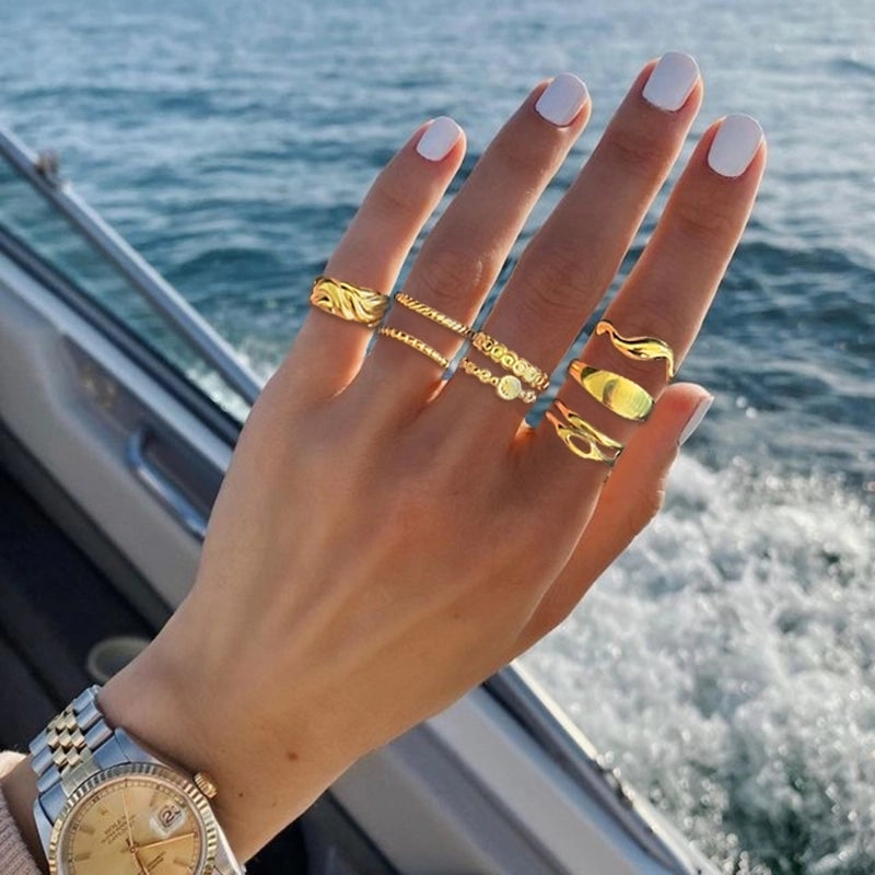 Minimalist Classic Style Solid Color 304 Stainless Steel Plating Rings