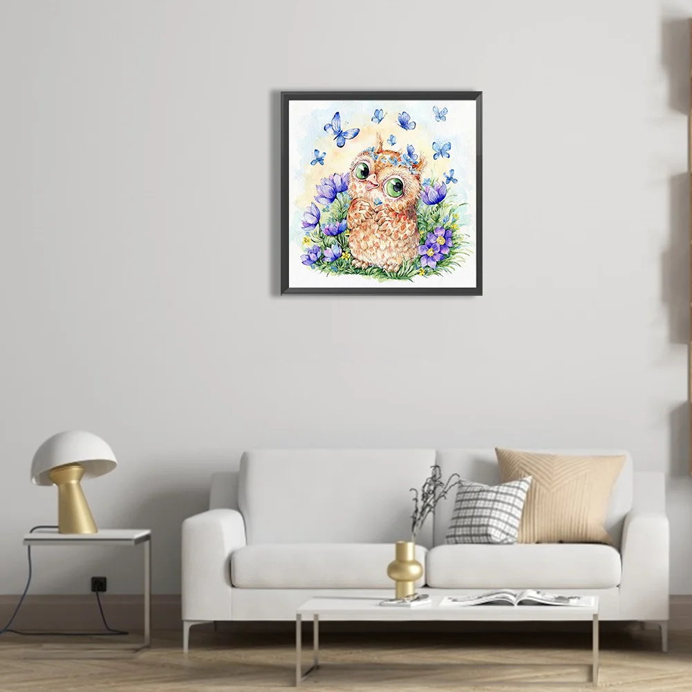 Full Round Diamond Painting 30*30cm - Butterfly Owl