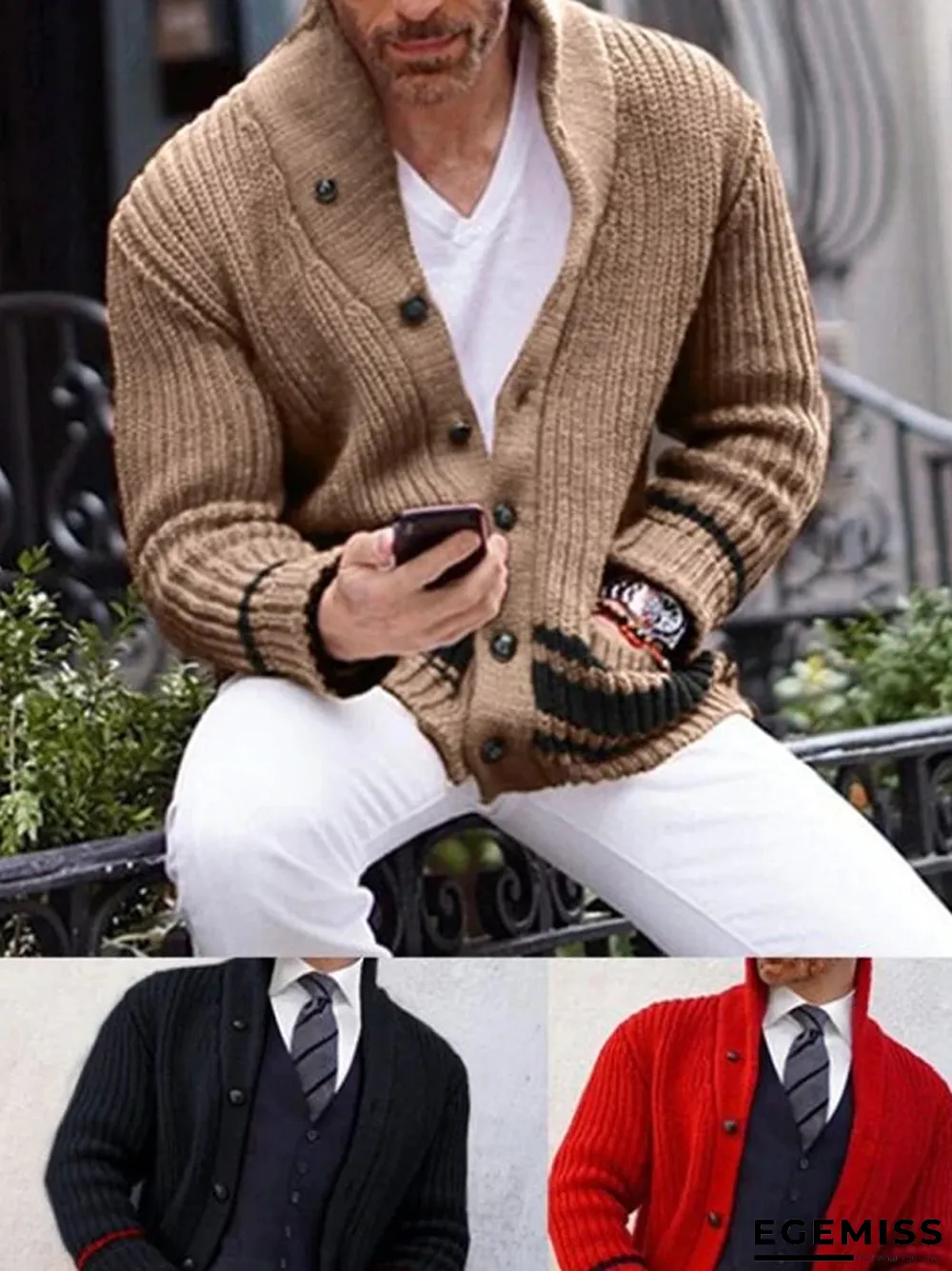 Casual Solid Color Half-turtleneck Button Sweater Men | EGEMISS