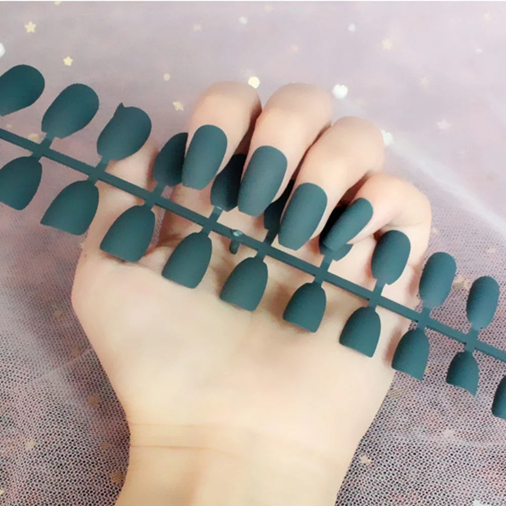 Solid Color Matte Super Long Coffin False Nails Ballet Press on Nails Tips for Nails Art Artificial Fingernails Fake Tools-Nail Inspo