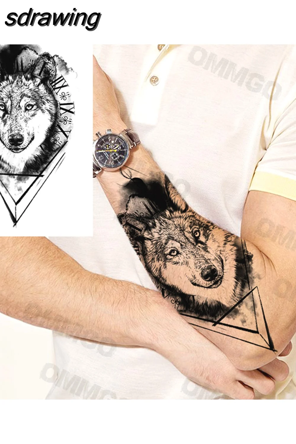 sdrawing Lion Rose Flower Temporary Tattoos For Women Adult Girl Compass Skull Fake Tattoo Arm Thigh Body Art Waterproof Tatoos