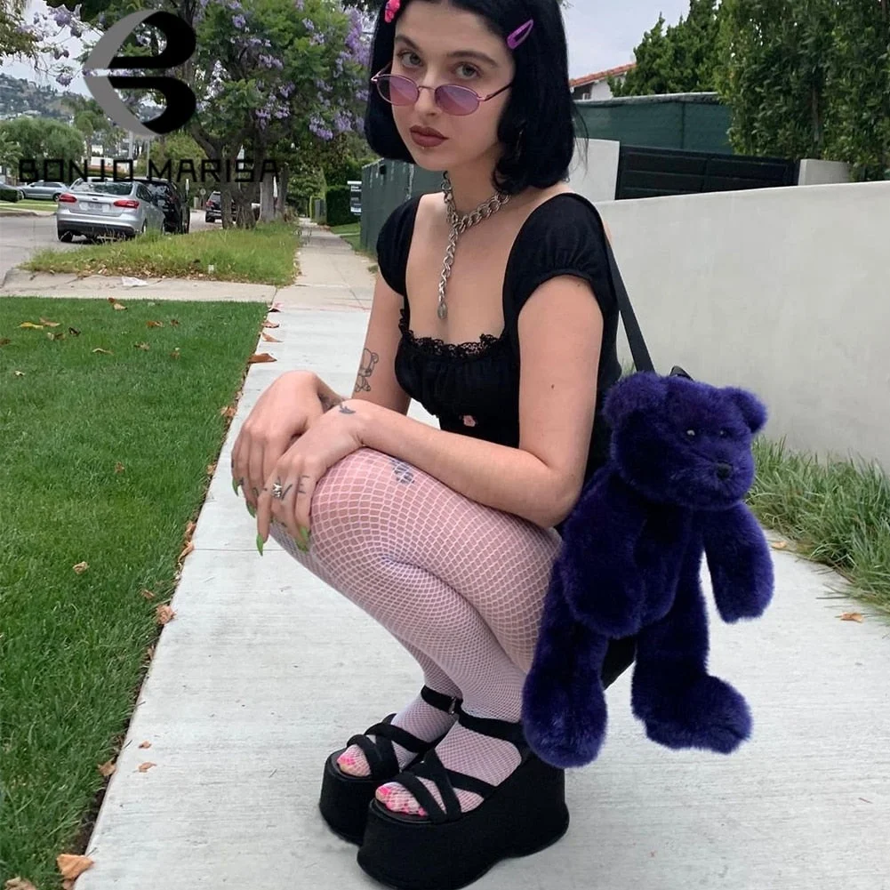 New Arrivals Brand Platform Open Toe Wedges Thick Bottom Goth Women Sandals Round Toe  Hook Loop Gladiator Cosplay Women Shoes