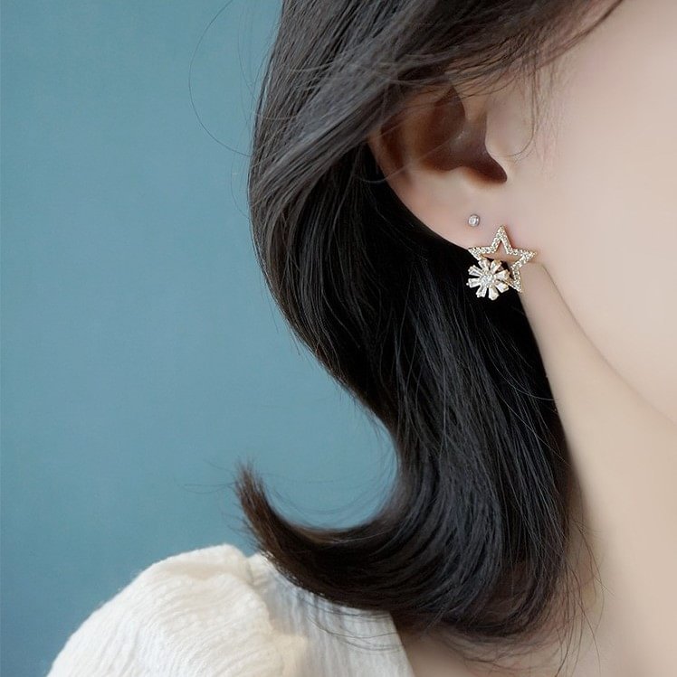 Five-pointed star rotatable earrings