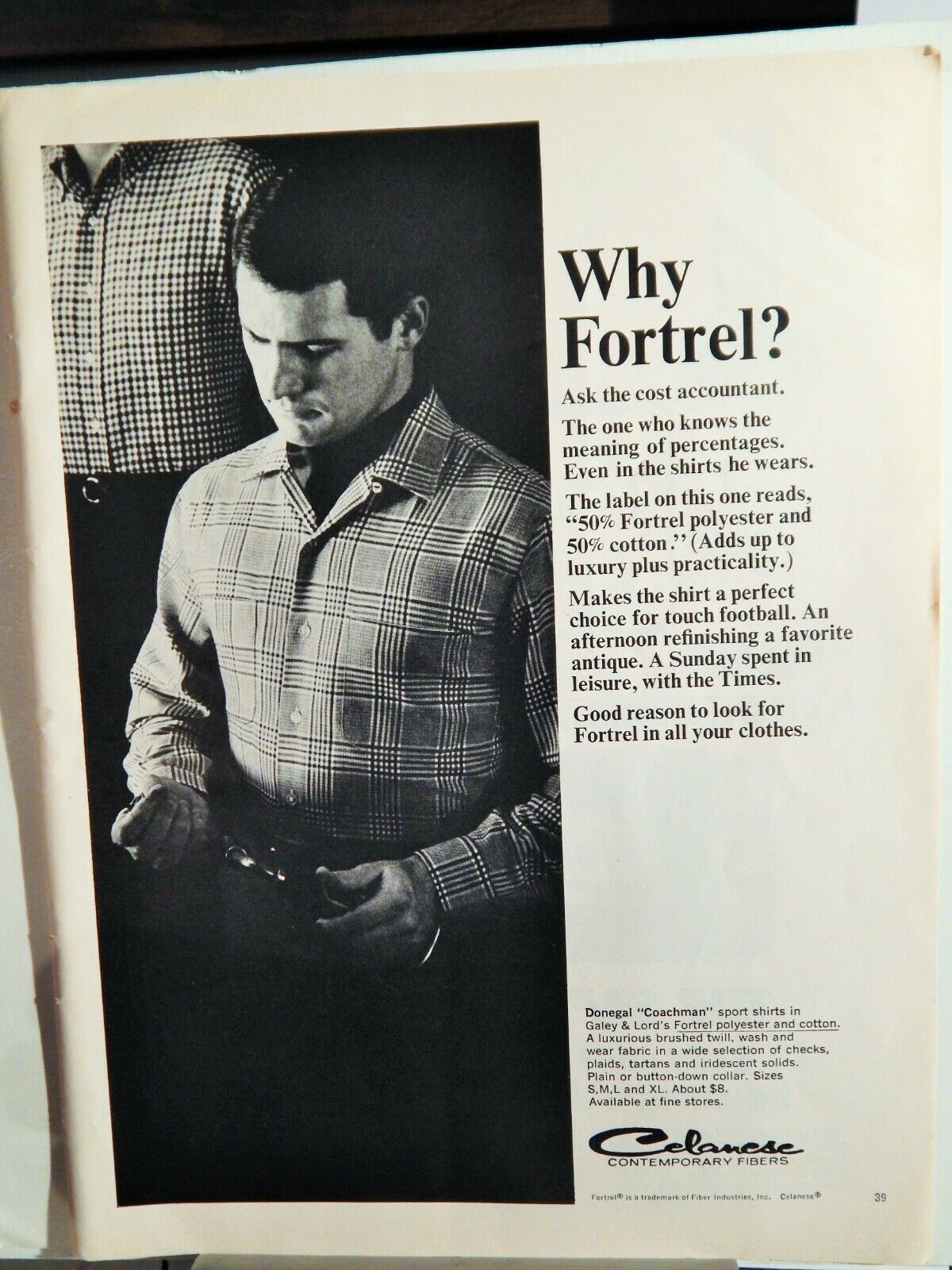 FORTREL MENS SHIRT / HOUSE OF STUART WHISKY 1964 VTG Photo Poster painting AD, RARE EPHEMERA