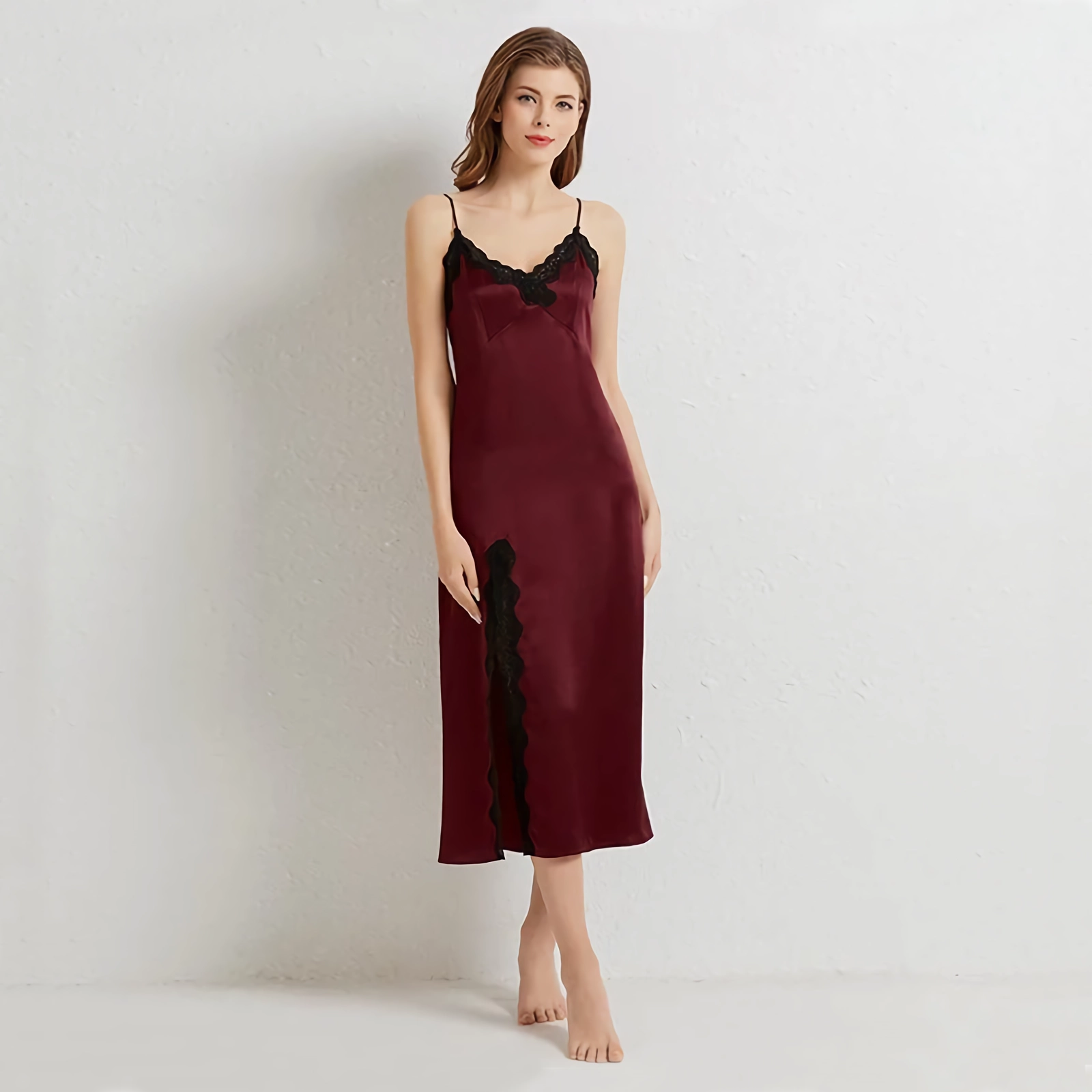 19 Momme Beautiful Design Long Silk Slip Nightgown REAL SILK LIFE