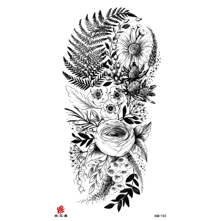 Waterproof Temporary Tattoo Sticker Chest Black Flash Tattoos Wolf Tiger Dragons Sexy Flower Body Art Arm Fake Tatoo Women Men