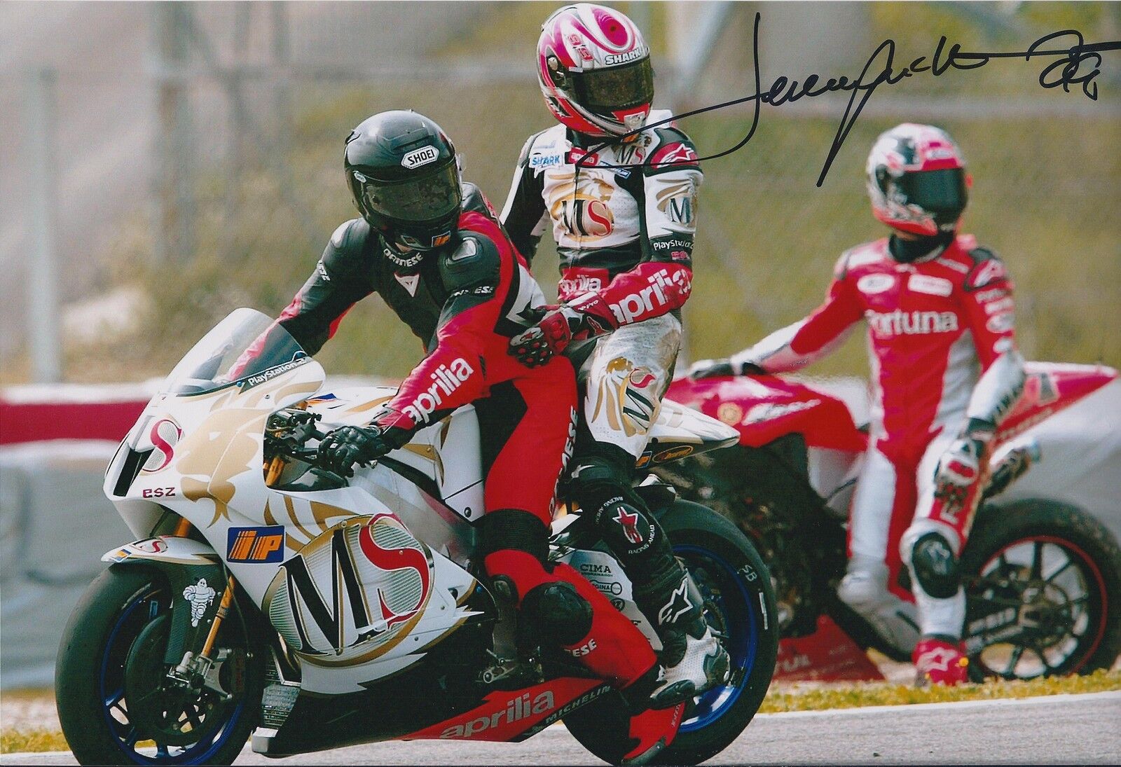 Jeremy McWILLIAMS SIGNED IOM TT APRILIA 12x8 Photo Poster painting AFTAL COA Autograph