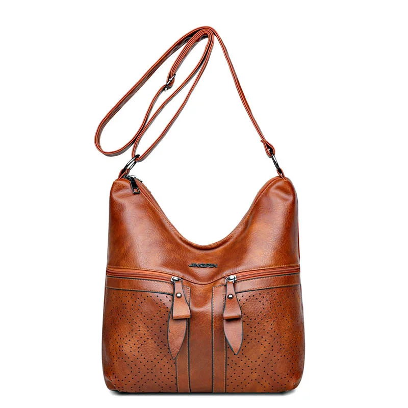 Vintage Wash Leather Messenger Bag Women's Large Capacity Middle-aged Mother Bag Women's Shoulder Bag