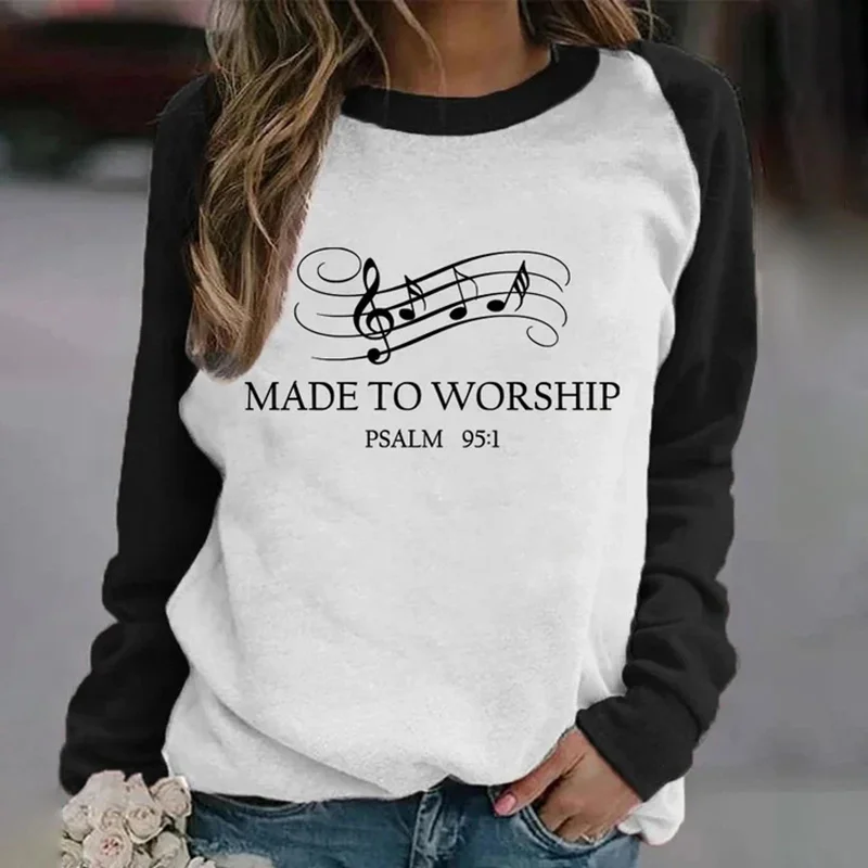 Made to Worship Color Block Crew Neck Sweatshirt