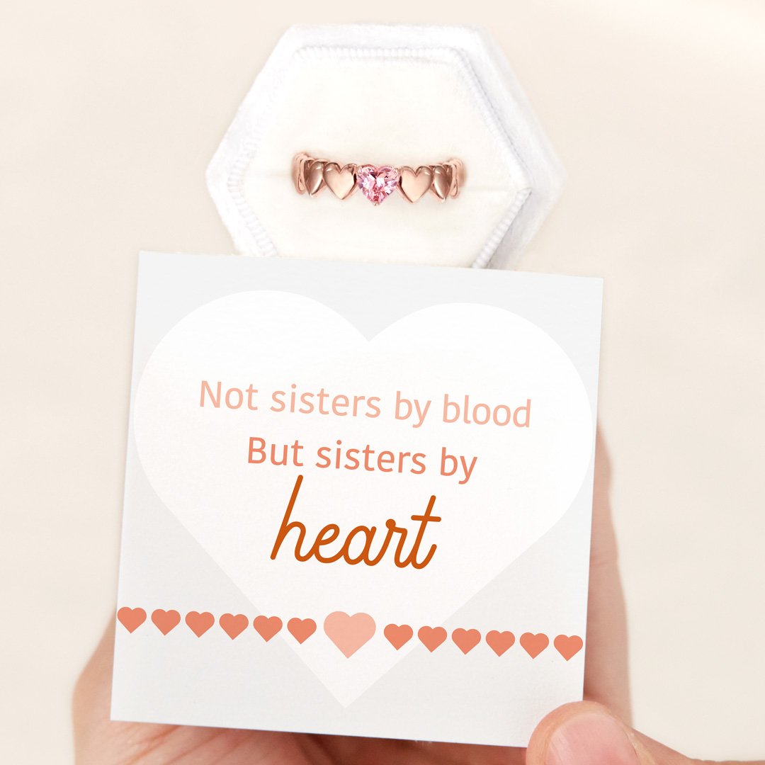 Heart Band Ring - Sisters By Heart Rose Gold Engraved