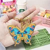 DIYMetal Double Sided Special Shaped Golden Butterfly Diamond Art Keyring Kits