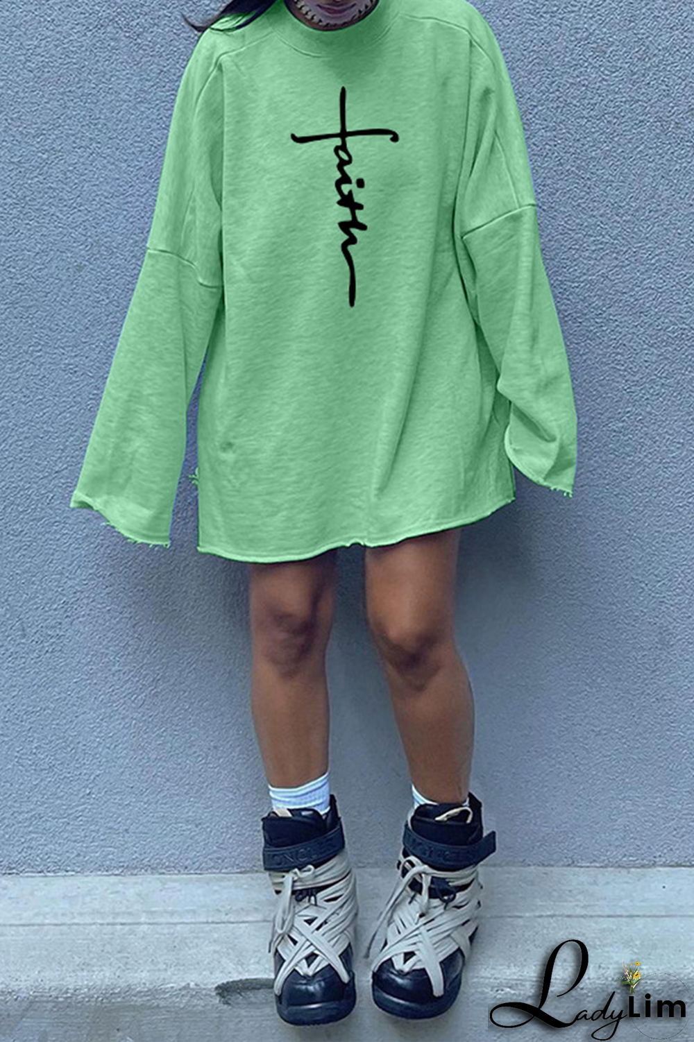 Green Casual Print Patchwork O Neck Straight Dresses