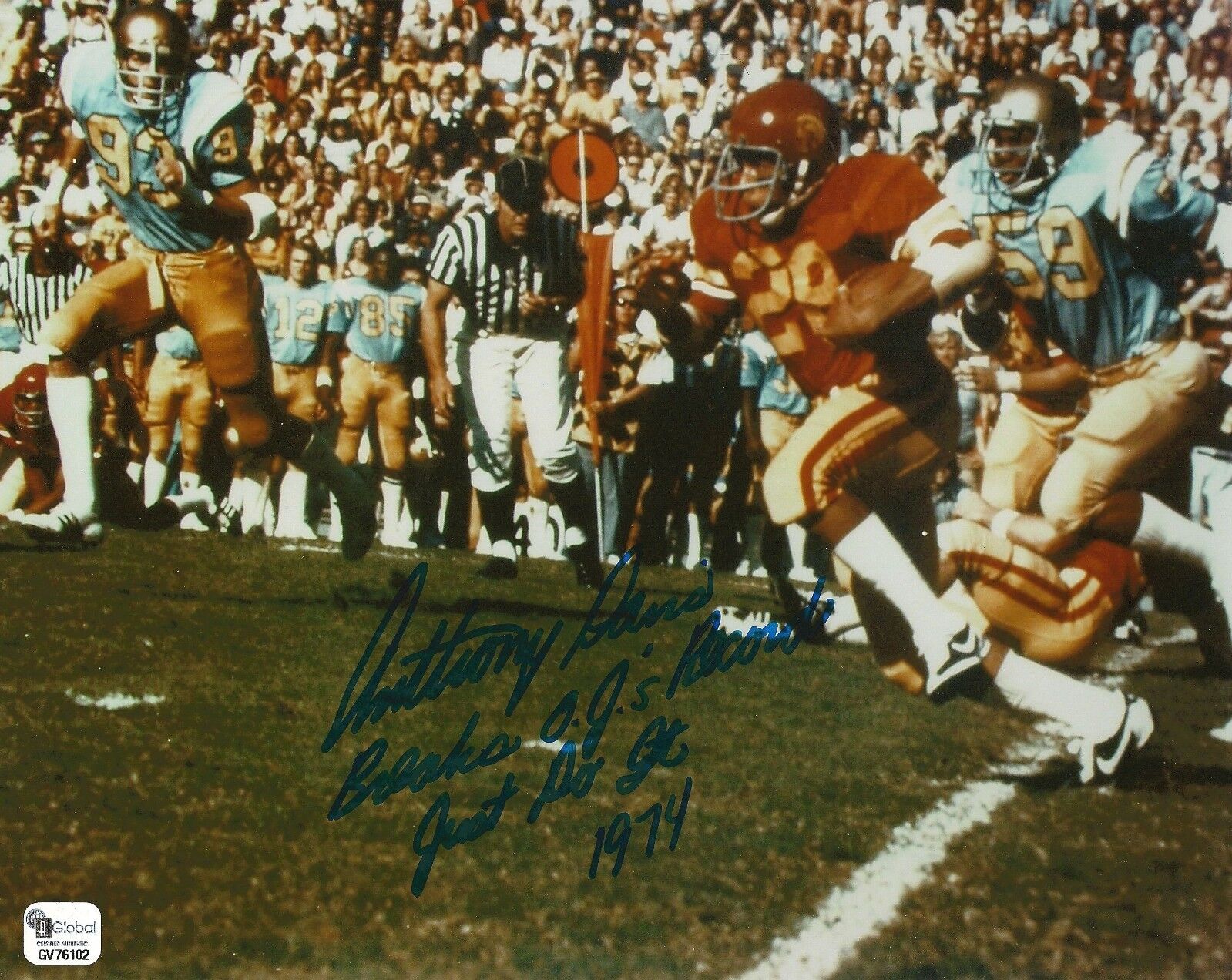 Anthony Davis Signed 1974 USC Trojans 8x10 Photo Poster painting GAI/DNA COA Picture Autograph