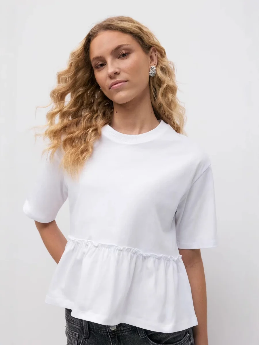 Athvotar Athvotar Spring And Summer New Pure Cotton Collar 100-Fold T-Shirt Top Women Soft And Loose Leisure Top