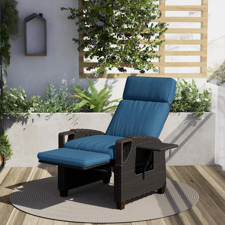 GRAND PATIO Outdoor Reclining Chair Air Pump 150° Lay Flat with Independent Adjustable Back and Footrest