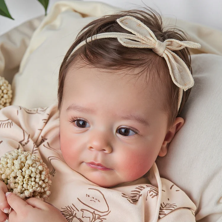 [3-7 Days Delivery]18" Realistic and Cute Reborn Baby Girl Opened Her Eyes with Bright Eyes Brown Hair and Posable Silicone Vinyl Body Named Claire