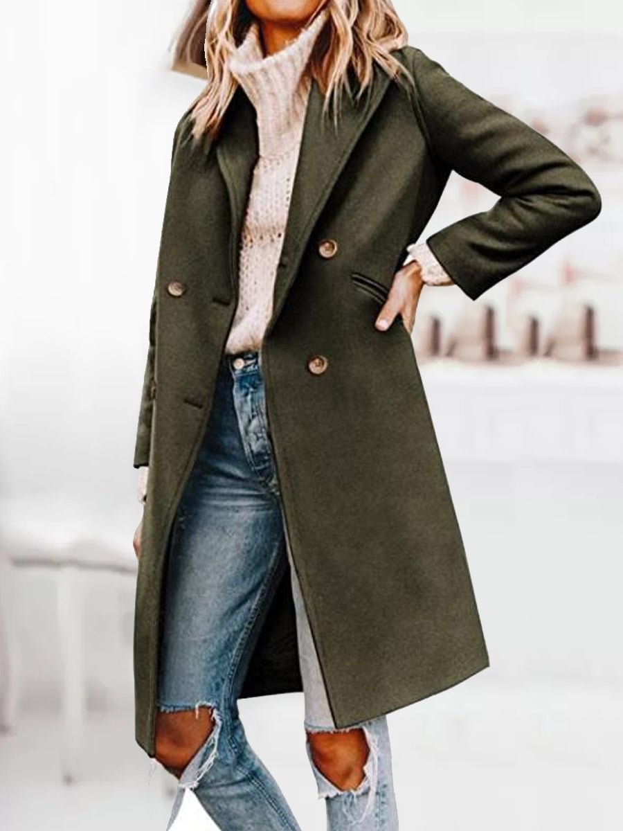 Casual Solid Color Lapel Long Sleeve Coat
