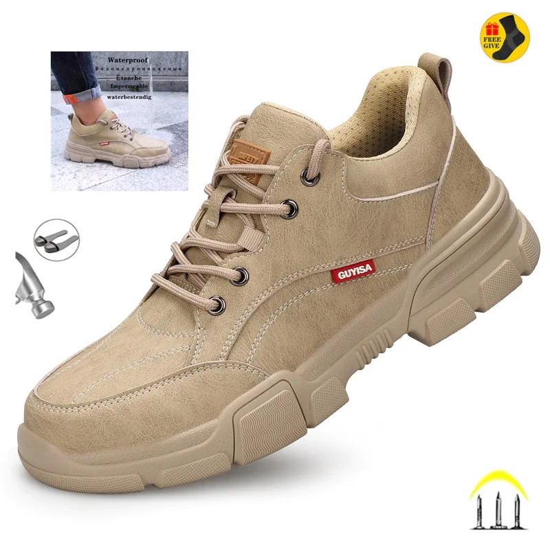 Qengg Steel Toe Work Shoes For Men Lightweight Male indestructible Construction Welding Shoes Waterproof Puncture Proof Boots