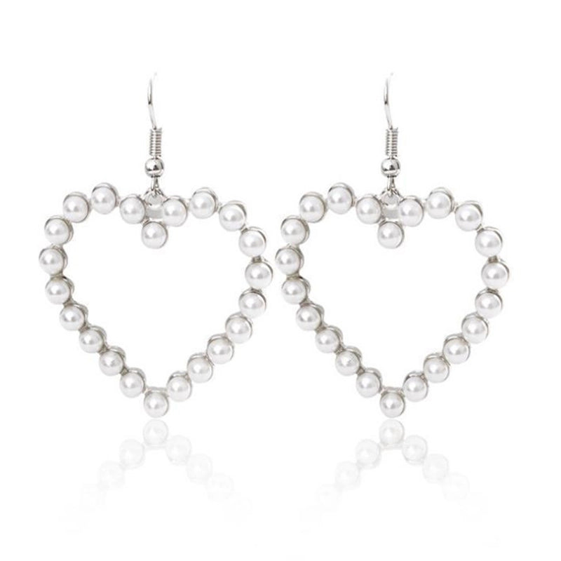 1 Pair Minimalist Heart Shape Alloy Inlay Pearl Women’s Earrings