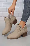 Women's Elegant Cut Out Suede Pointed Toe Heeled Ankle Boots