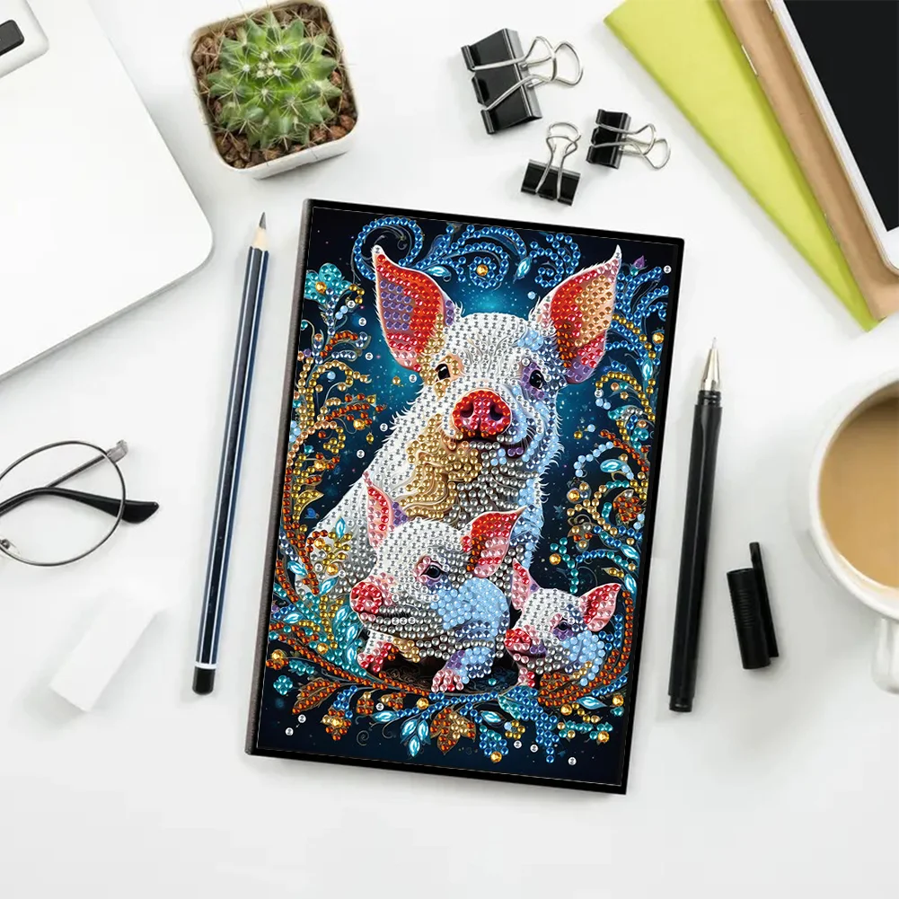 Pig Special Shaped A5 5D DIY Diamond Art Painting Notebook Kit for Friends