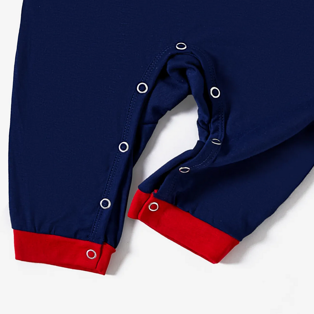 "HO HO HO" Letter Christmas 2024 Blue Long Sleeve Top with Blue & Red Plaid Family Matching Pajamas