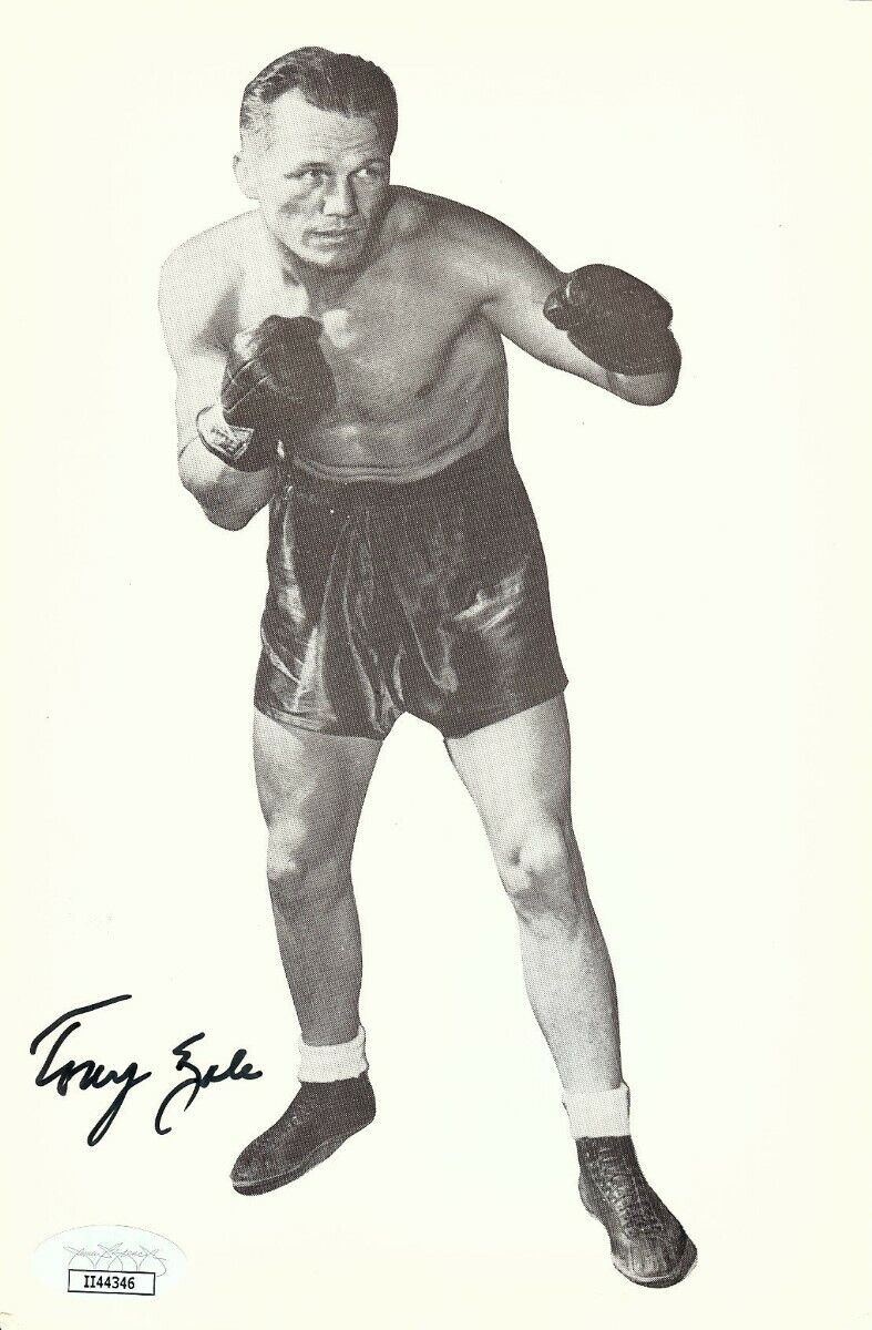 Tony Zale Signed Autographed 5.5X8.5 Photo Poster painting Boxing Legend JSA II44346