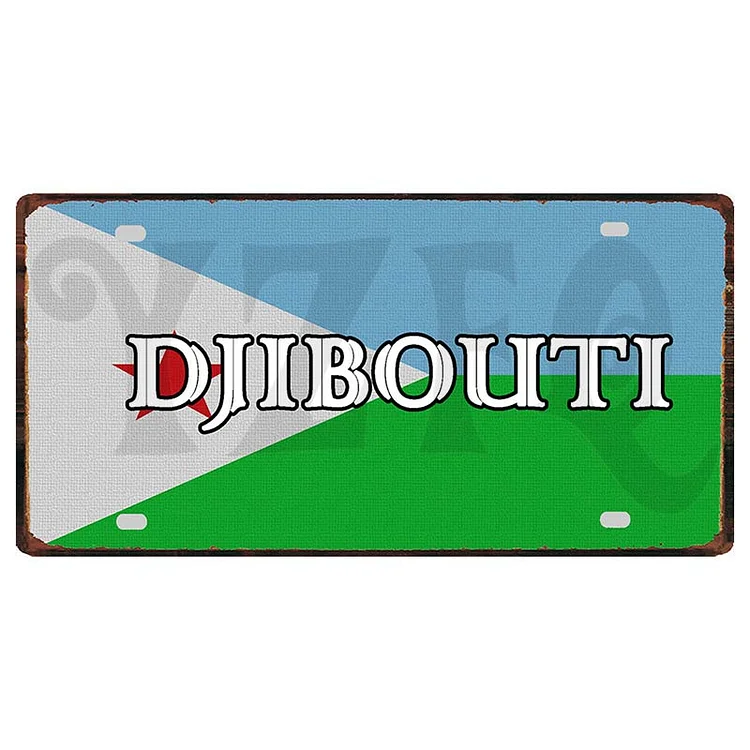 DJIBOUTI - plaque d’immatriculation de voiture enseignes en étain / enseignes en bois - 5.9x11.8in