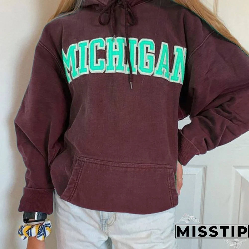 Womens Fashion Casual Letter Print Sweatshirt