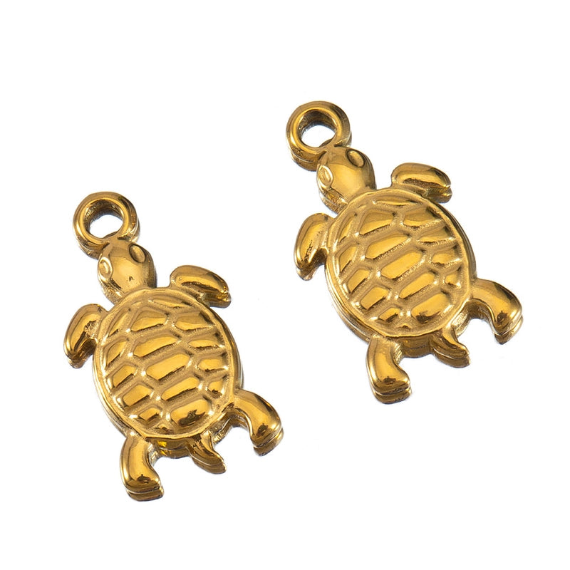 10 PCS/Package 14 * 12mm 304 Stainless Steel Tortoise Dolphin Shell Pendant Jewelry Accessories