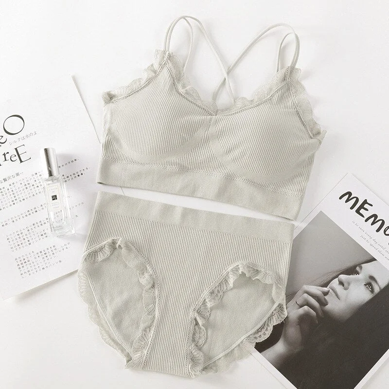 Sexy Women Bra Panties Set Push Up Bra Sport Top Set Letter Seamless Active Bra Female Lingerie Set Fitness Crop Top Underwear