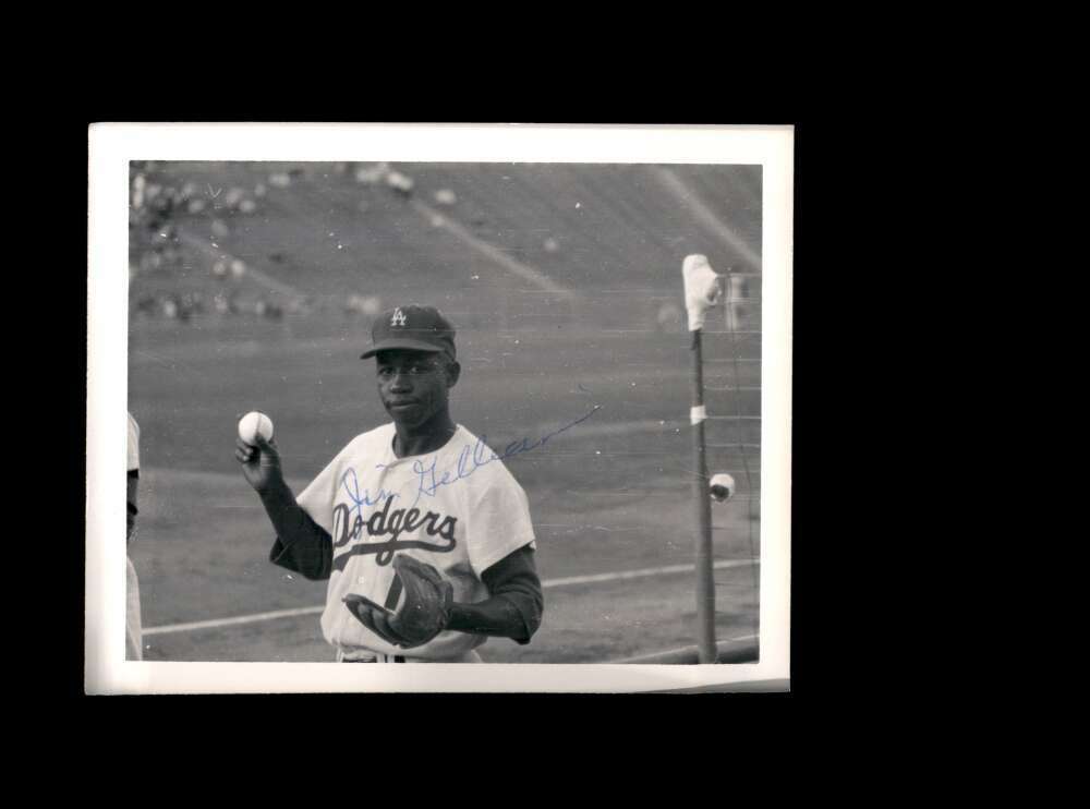 Jim Gilliam JSA Coa Signed Vintage 4x5 1950`s Los Angeles Dodgers Original Photo Poster painting