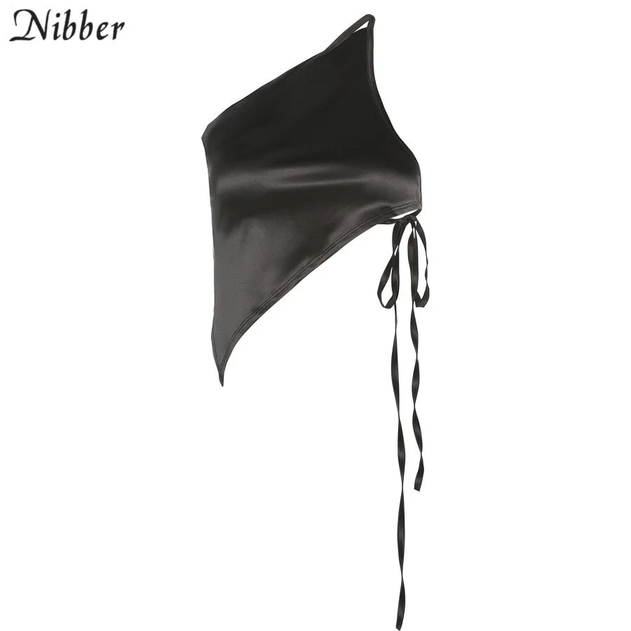 Nibber Sexy Club Chic Tailoring Backless One Shoulder Crop Top Street Vogue Gothic Tank Top Activity Female 2021 Casual Camisole