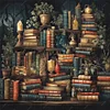Pile Of Magic Books-11CT/14CT Stamped/Counted Cross Stitch 50*50cm/19.69*19.69in tapestrymarket