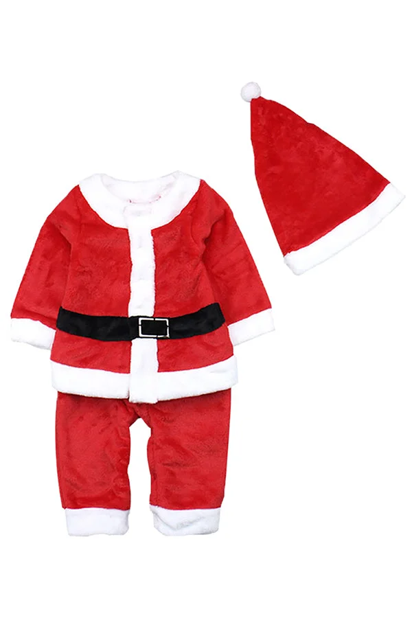 Infant Kids Boys Jumpsuit Christmas Santa Claus Costume Red-elleschic