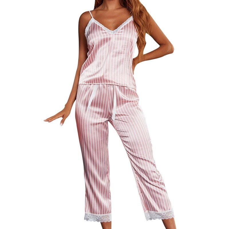 Uaang Fashion Women Ladies Sleeveless Lace Print Nightwear Pyjamas Sets Soft Comfortable Sexy Fashion Sets 2022 Hot Selling